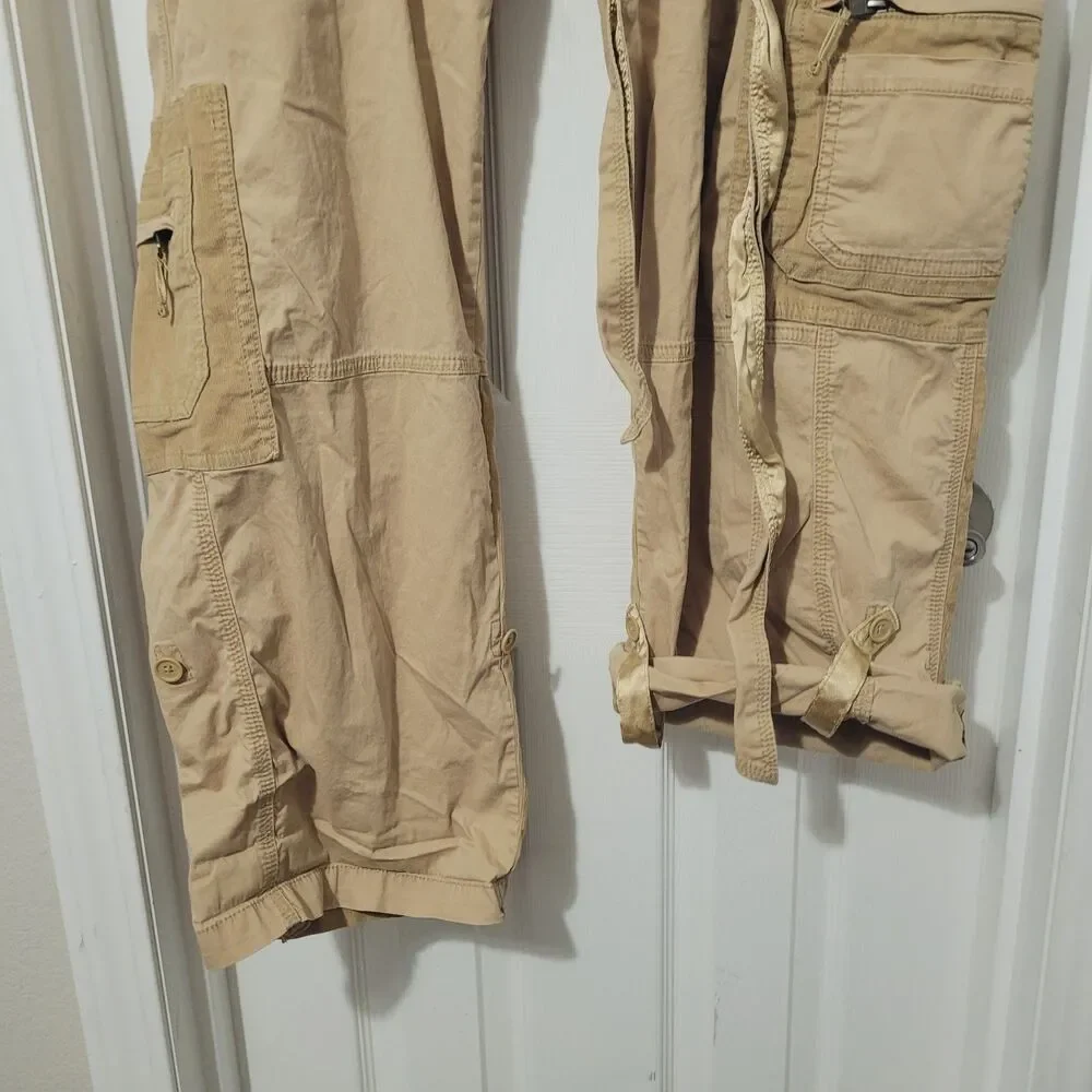 Abercrombie & Fitch XL cargo pants belt corduroy beige y2k 90s baggy satin